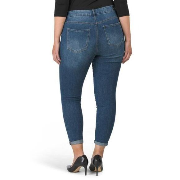 New Nanette Lepore Plus Belle High Rise Stretch Destructed Ankle Skinny Jeans - Picture 2 of 5